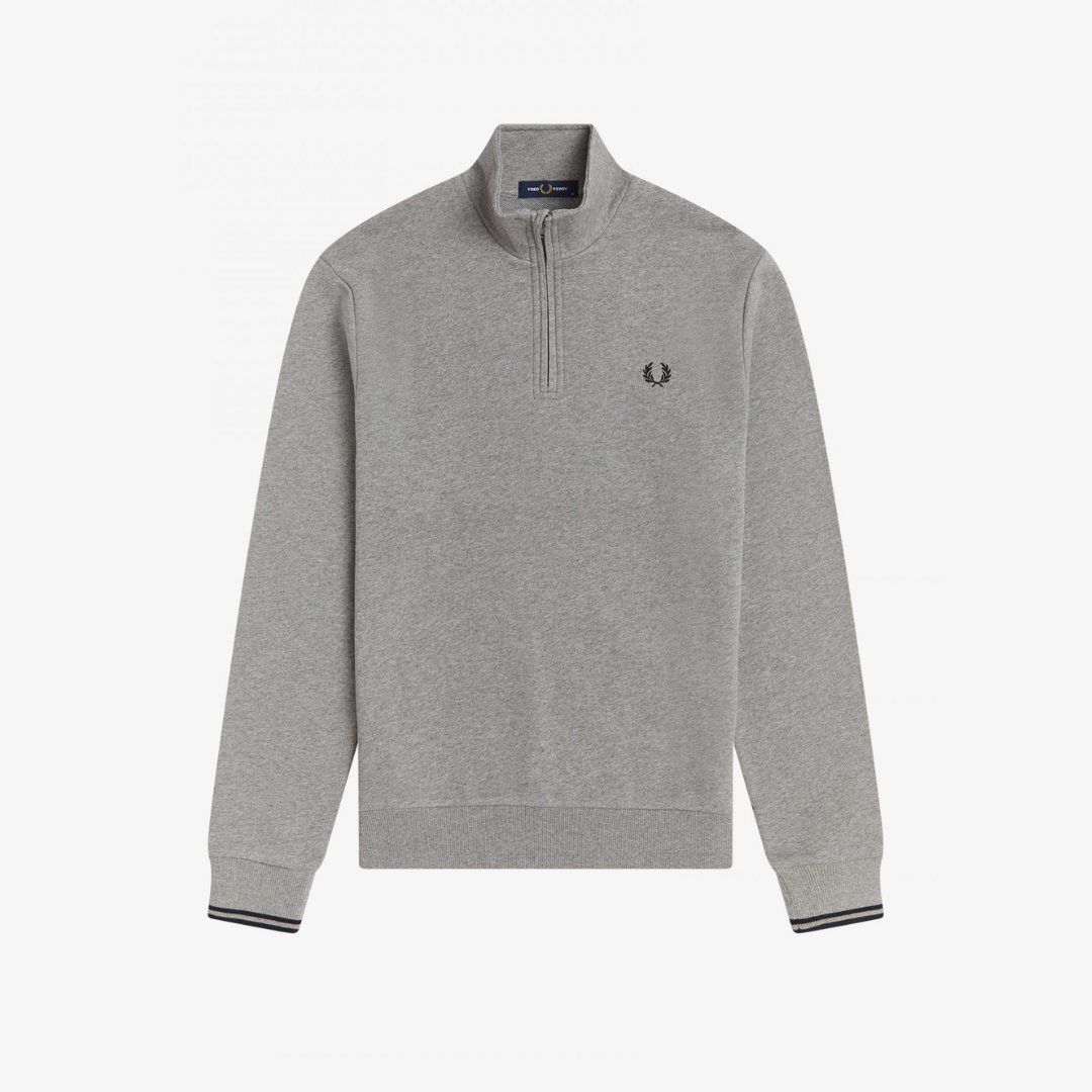 Fred Perry Half Zip Sweat - Steel Marl