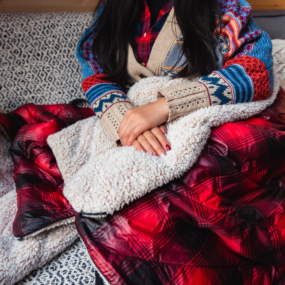 Rumpl Printed Sherpa Puffy - Ombre Plaid