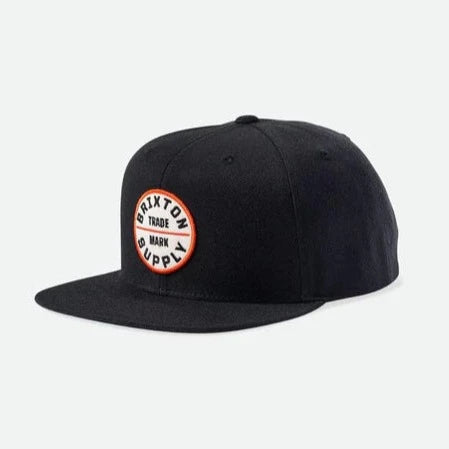 Brixton Oath III Snapback - Washed Black / Orange