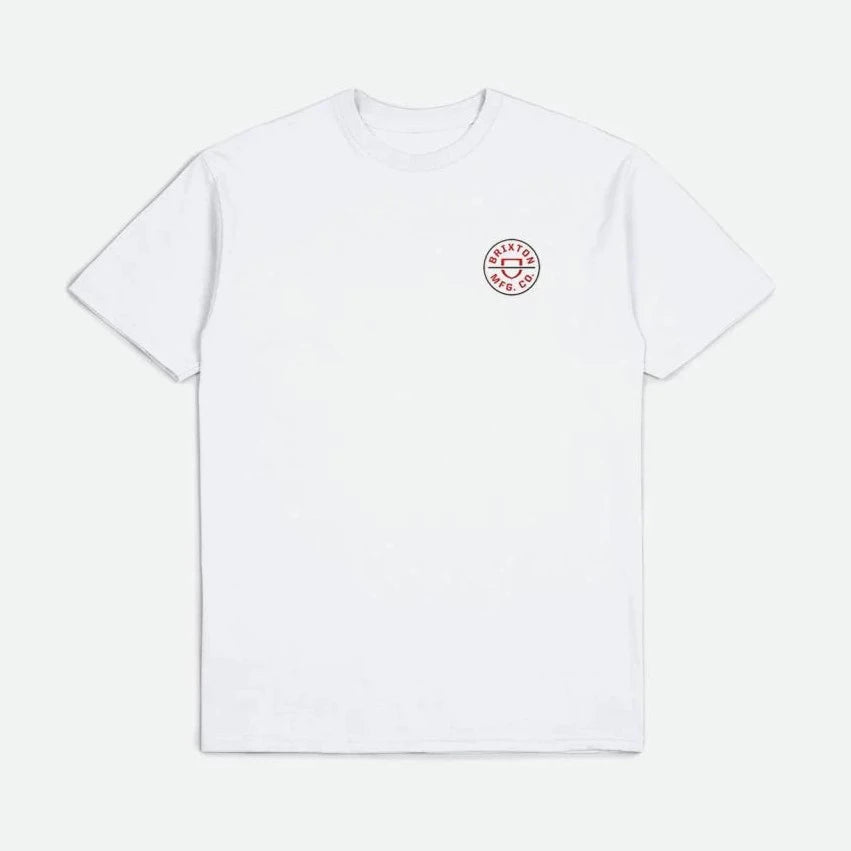 Brixton Crest T-Shirt - White / Aloha Red / Dark Earth