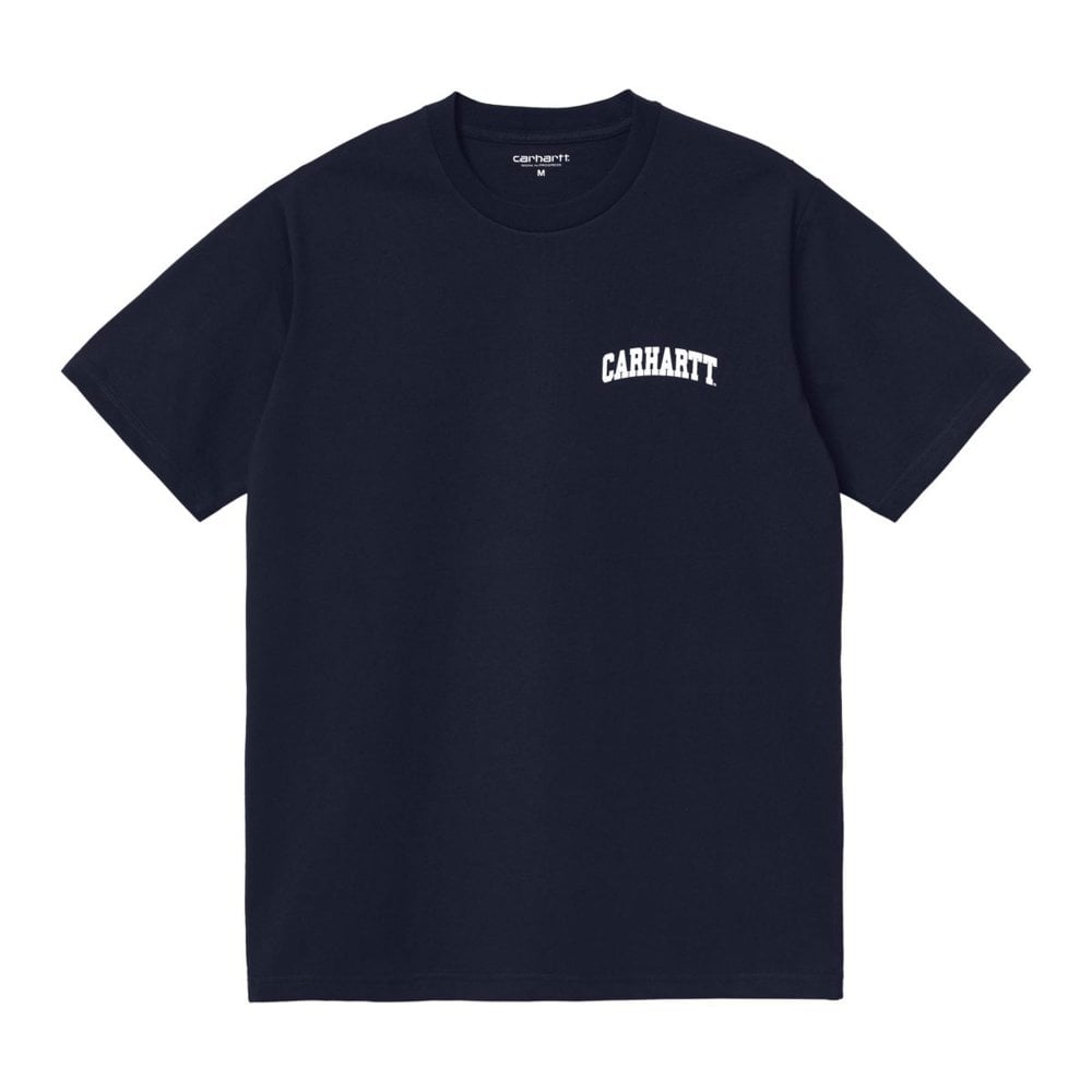 Carhartt WIP University Script T-Shirt - Dark Navy / White