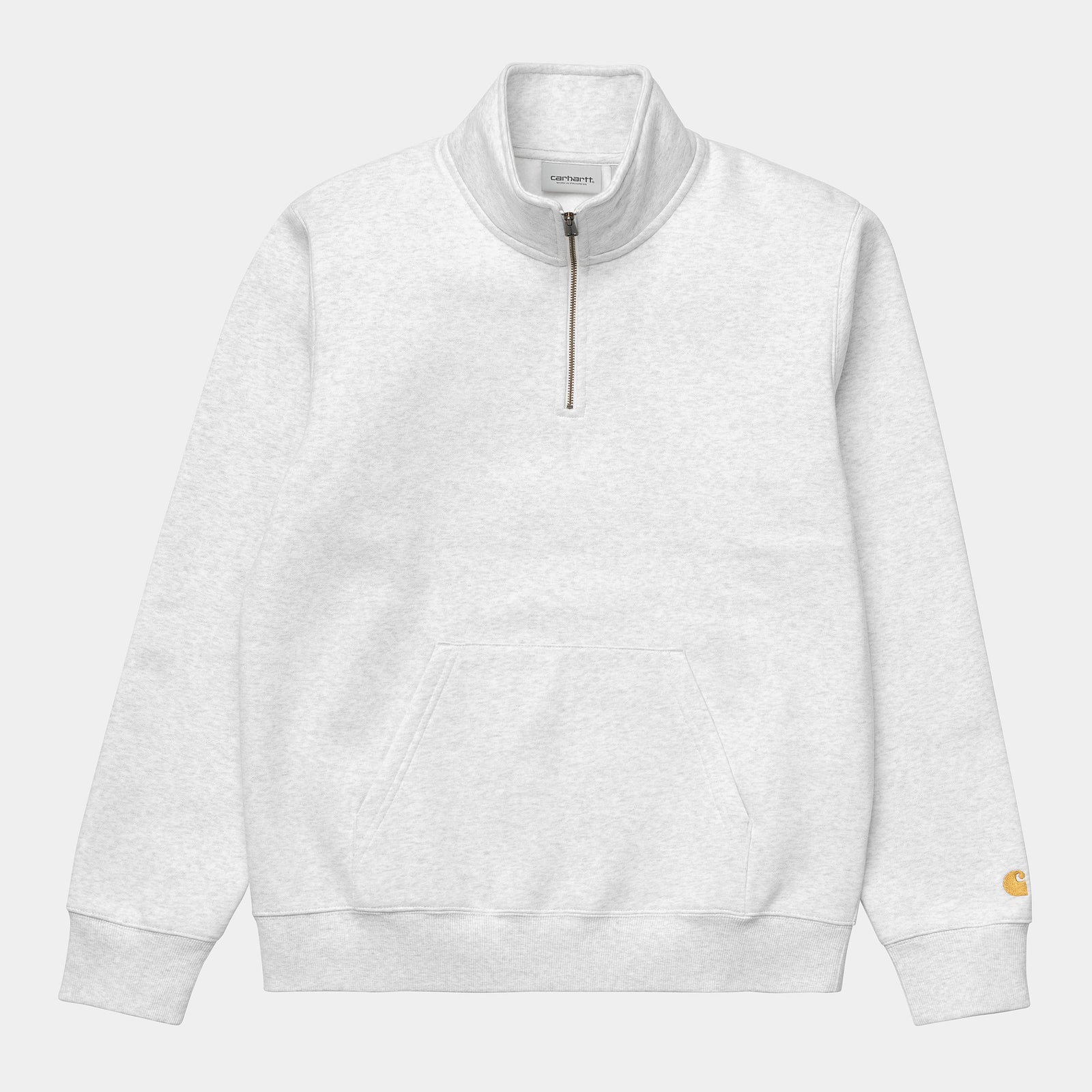 Carhartt WIP Chase Zip Neck Sweat - Ash Heather / Gold