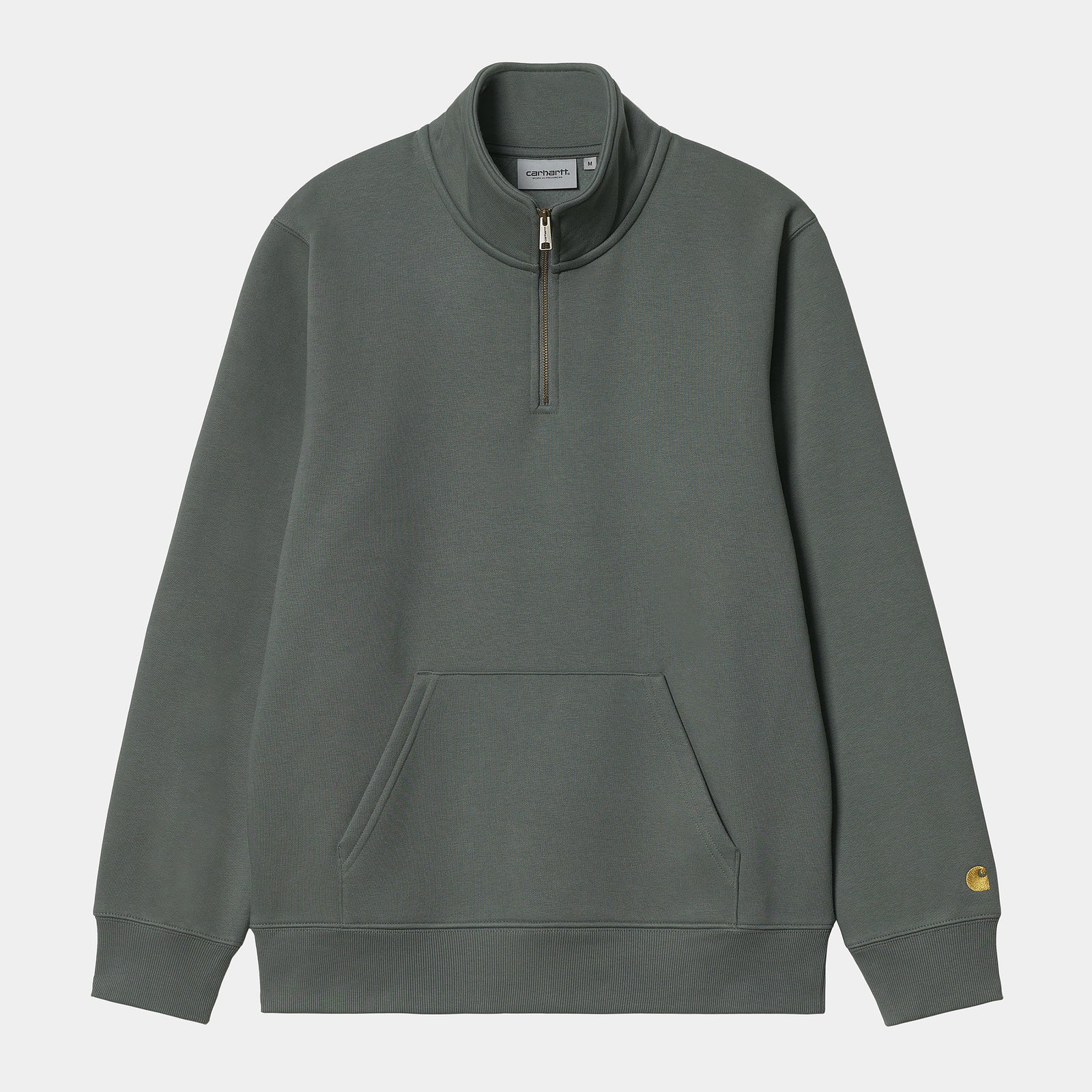 Carhartt WIP Chase Zip Neck Sweat - Thyme / Gold