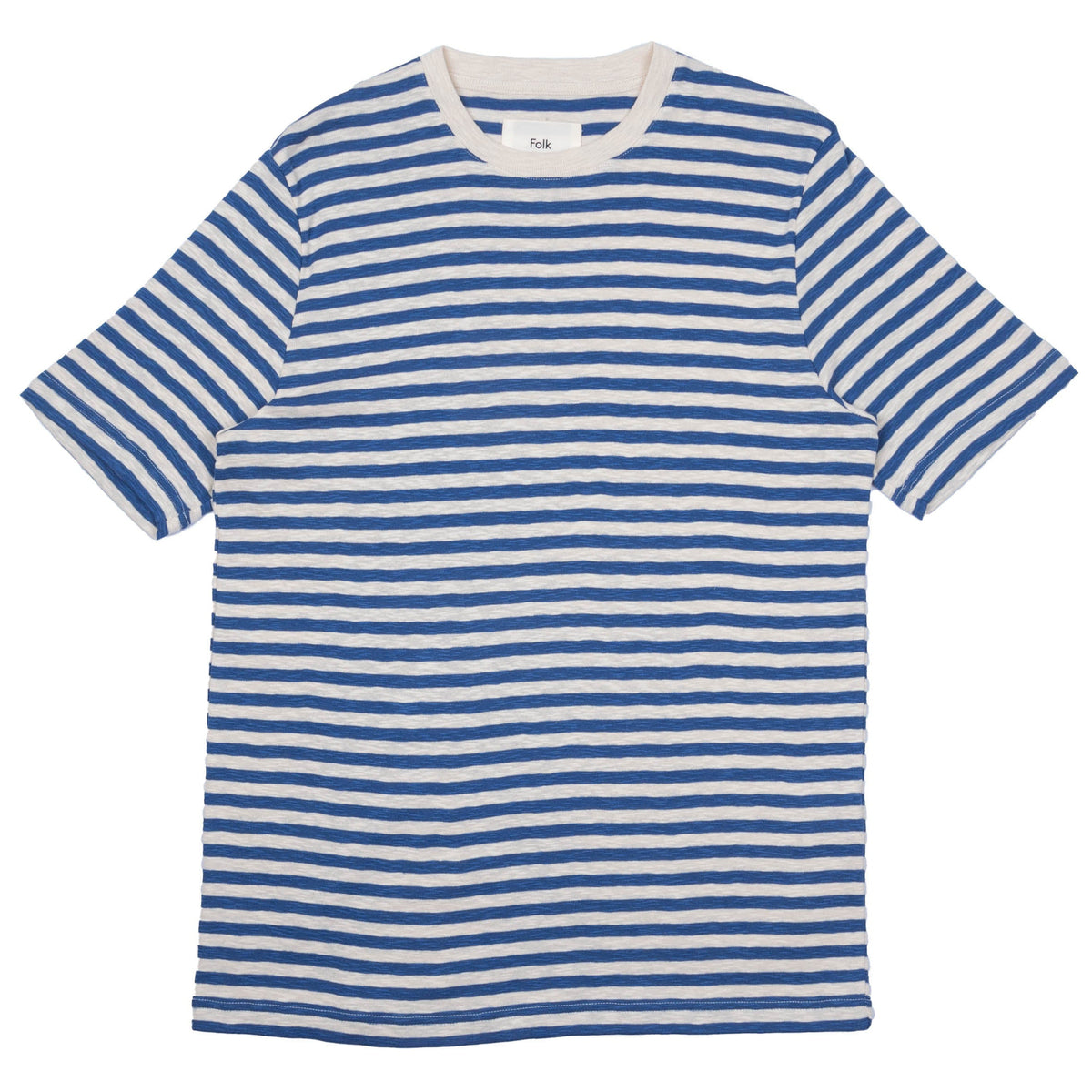 Folk Classic Stripe T-Shirt - Woad / Ecru