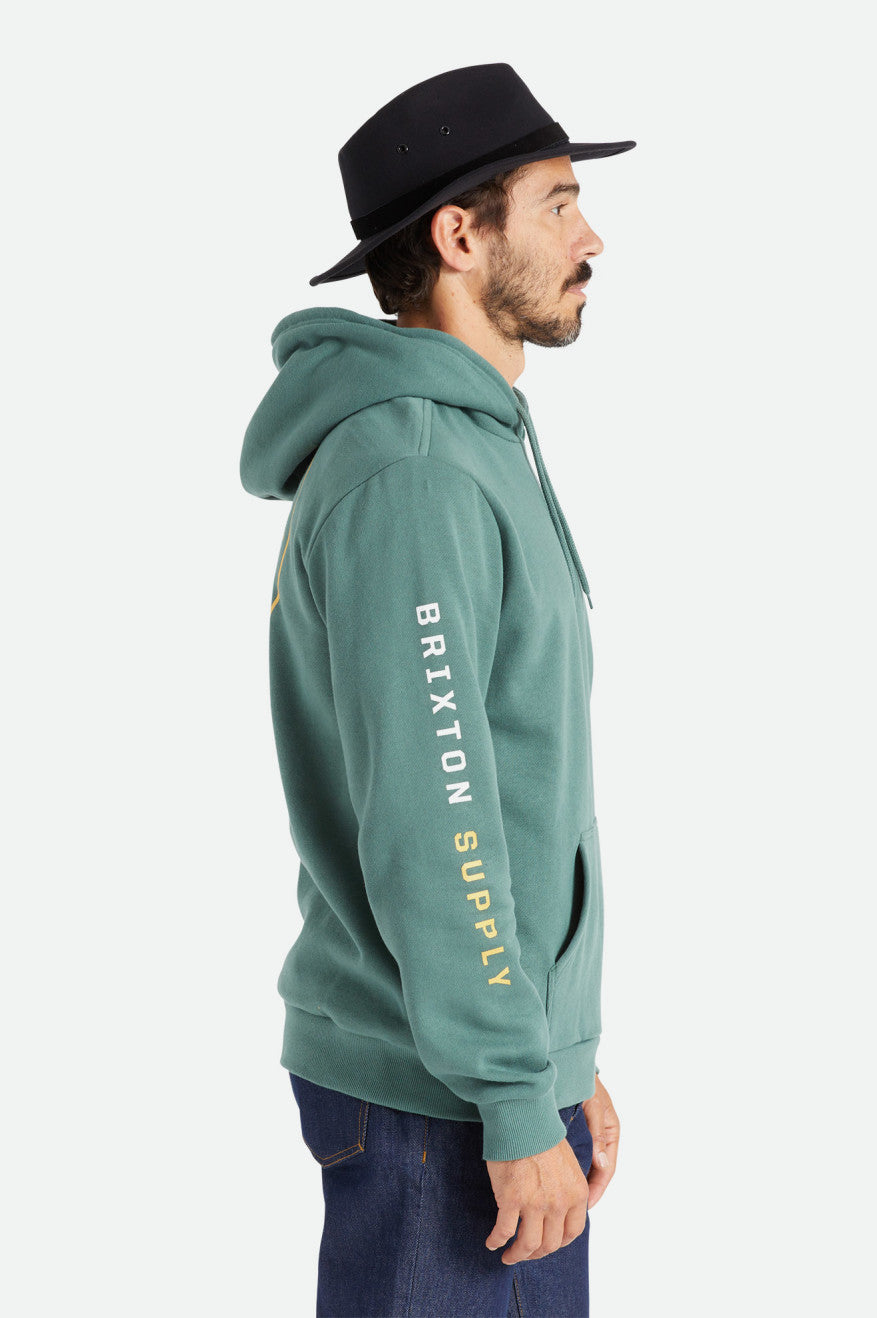 Brixton Crest Hood - Deep Forest / Bright Gold / White