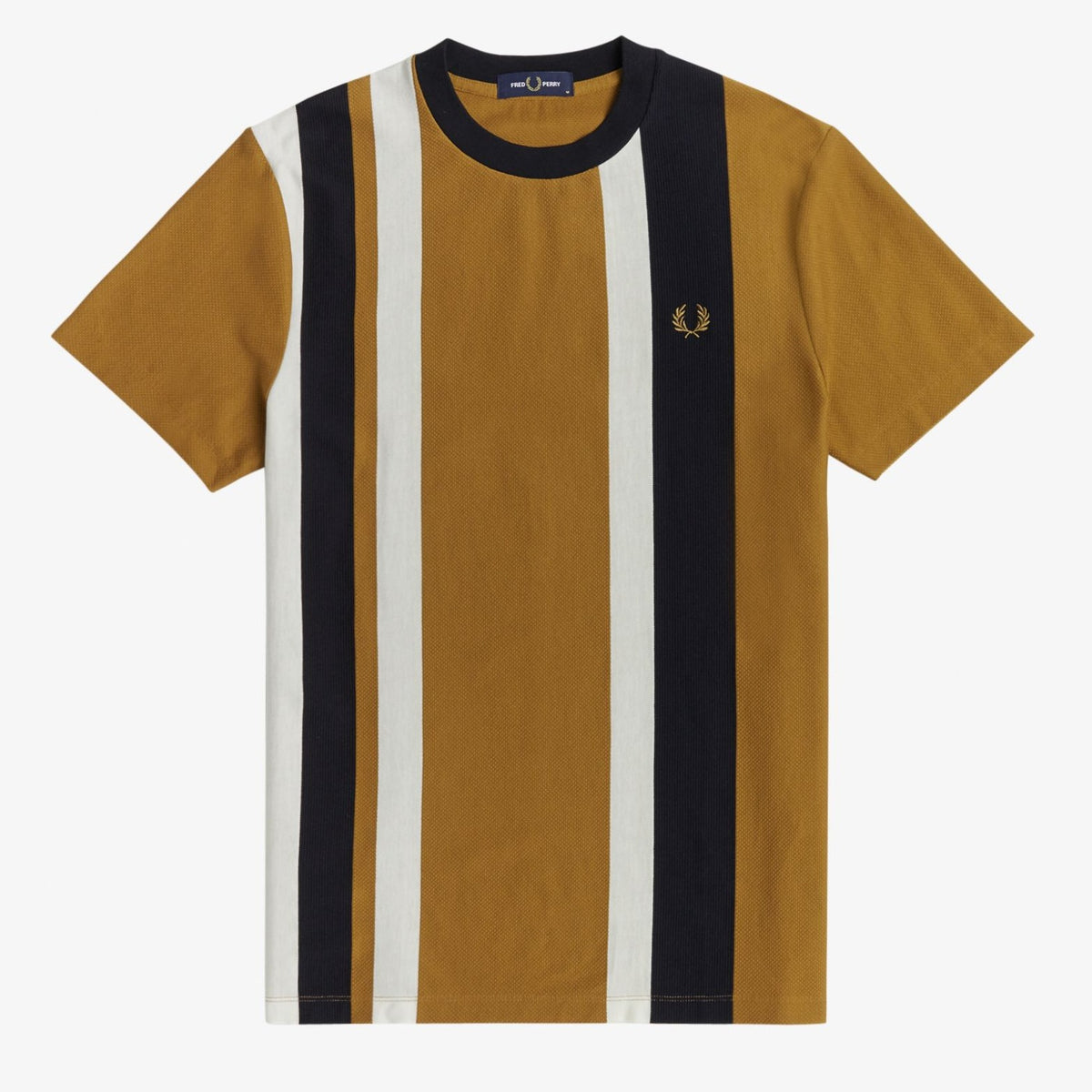 Fred Perry Striped Pique T-Shirt - Dark Caramel