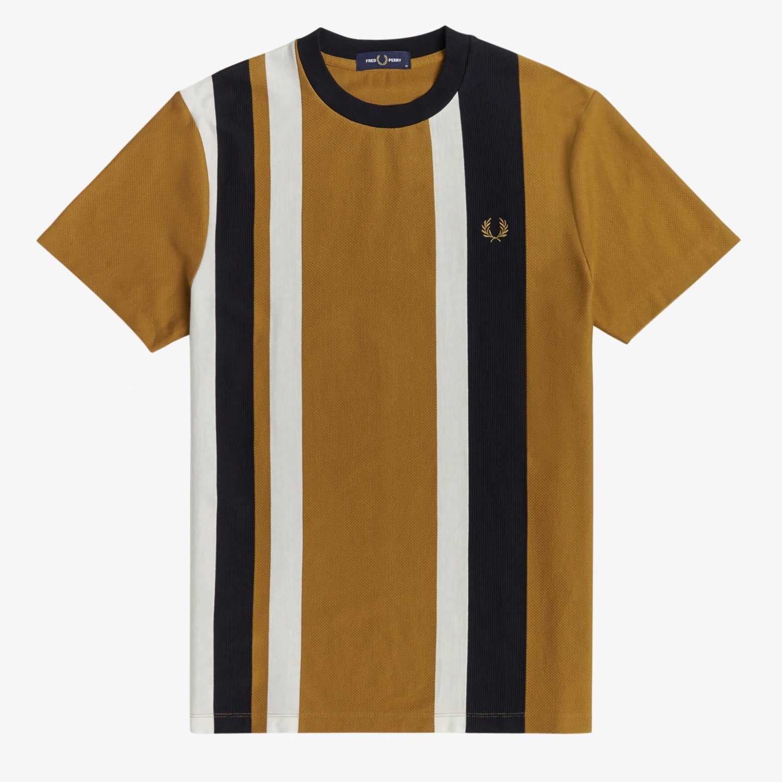 Fred Perry Striped Pique T-Shirt - Dark Caramel