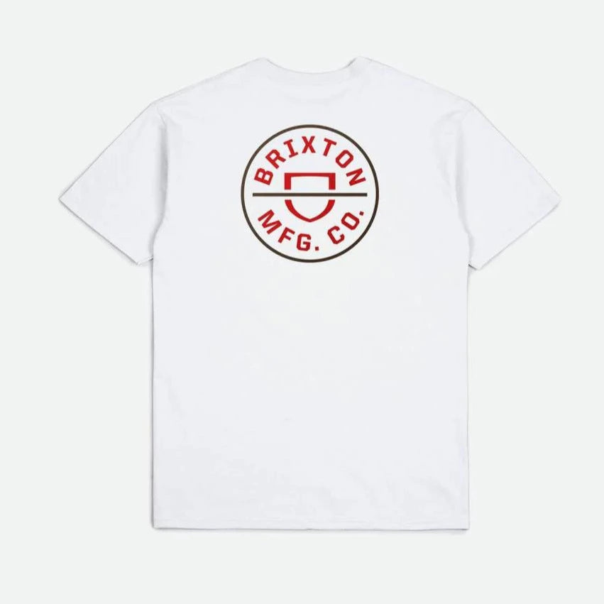 Brixton Crest T-Shirt - White / Aloha Red / Dark Earth