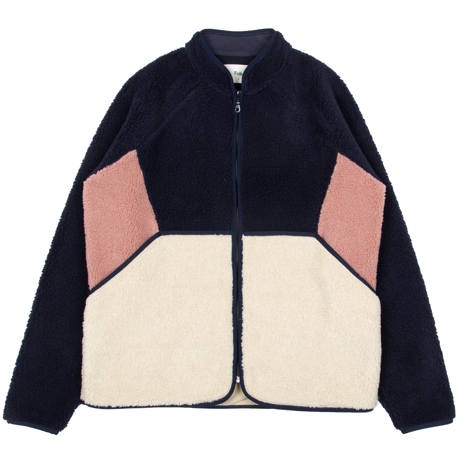 Folk Puzzle Zip Fleece - Navy Pink Mix