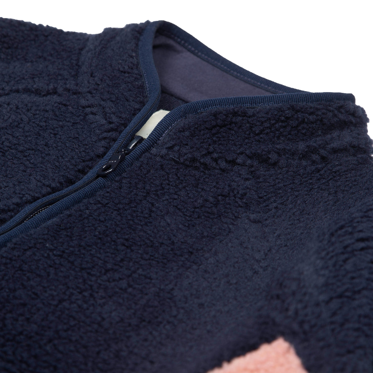 Folk Puzzle Zip Fleece - Navy Pink Mix