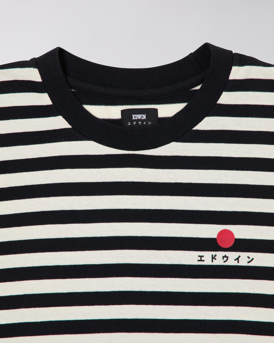 Edwin Basic Stripe LS T-Shirt - Black