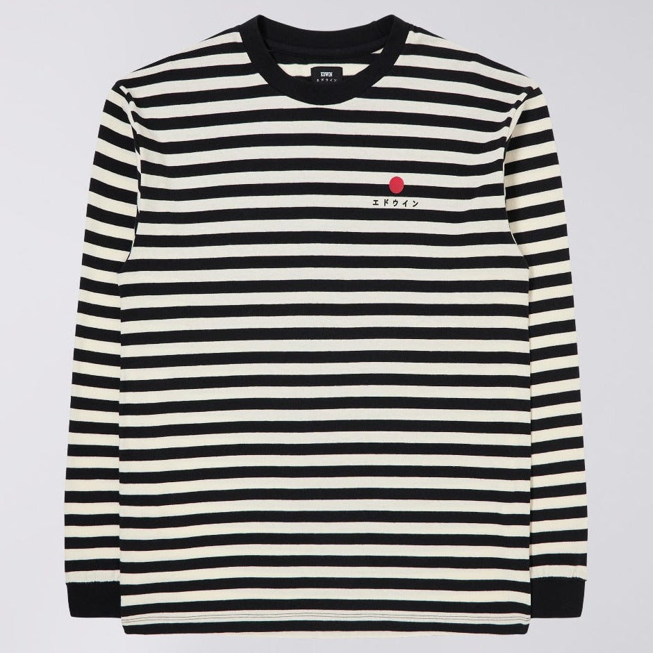Edwin Basic Stripe LS T-Shirt - Black
