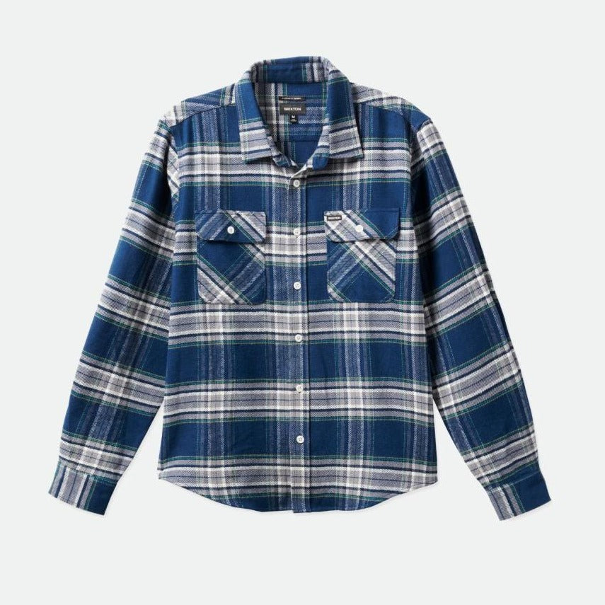 Brixton Bowery LS Shirt - Moonlit Ocean / Grey