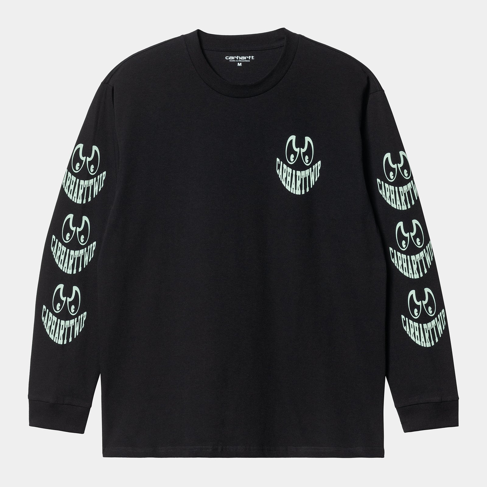 Carhartt WIP LS Grin T-Shirt - Black / Pale Spearmint