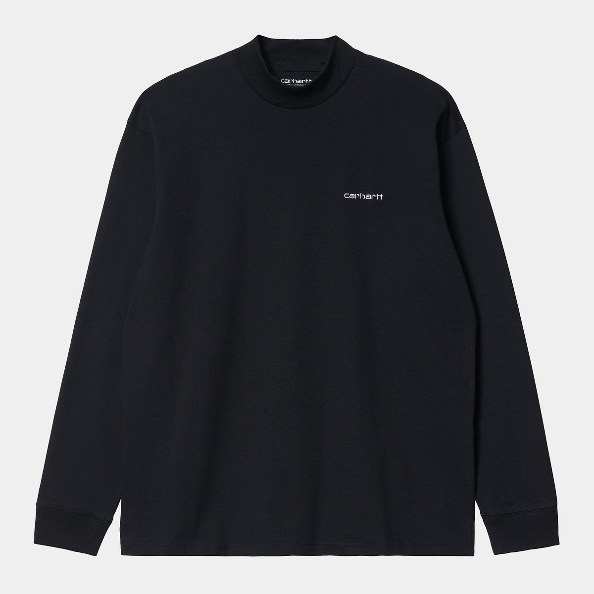Carhartt LS Mockneck Script Emb - Black / White