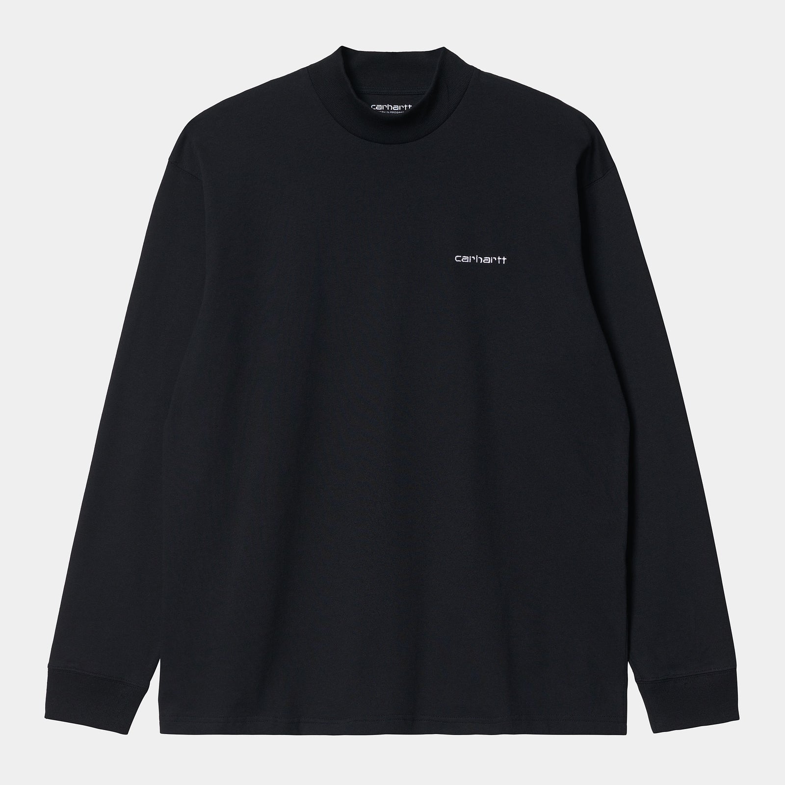 Carhartt LS Mockneck Script Emb - Black / White