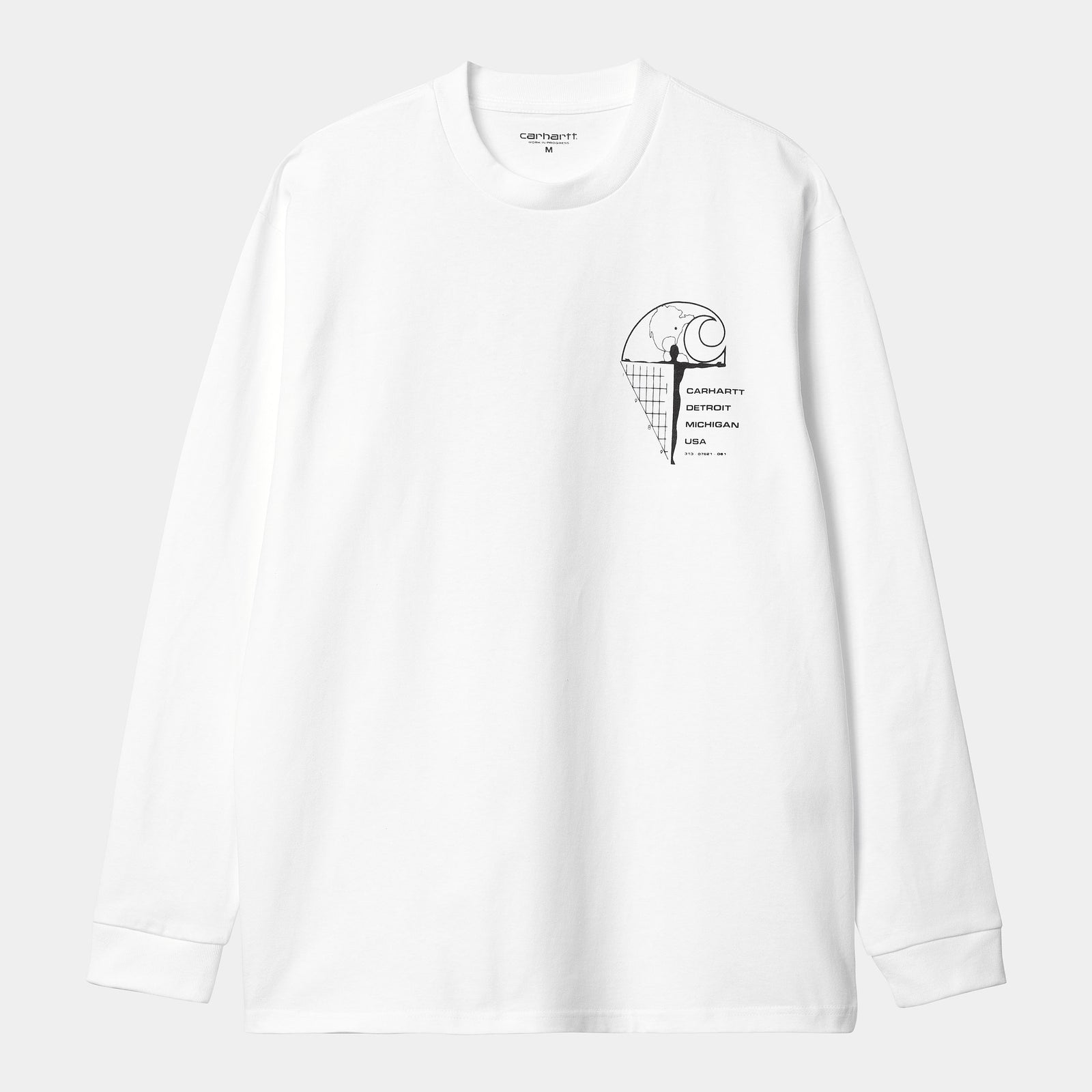 Carhartt WIP LS Ratios T-Shirt - Whtie / Dark Navy