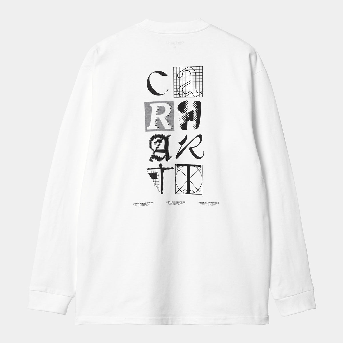 Carhartt WIP LS Ratios T-Shirt - Whtie / Dark Navy