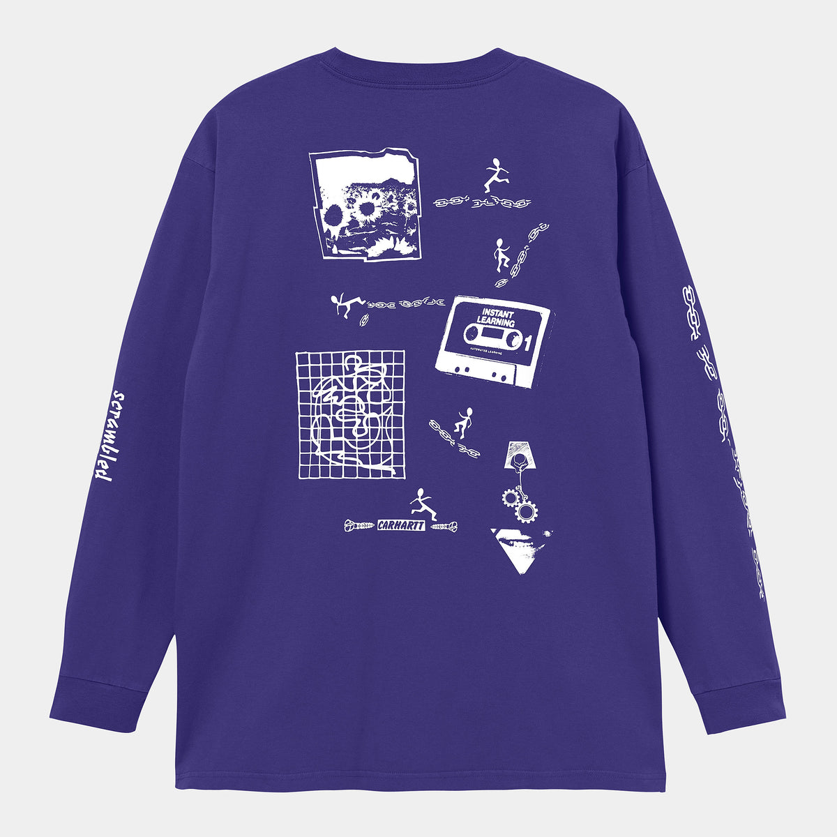 Carhartt WIP LS Scramble T-Shirt - Razzmic / White