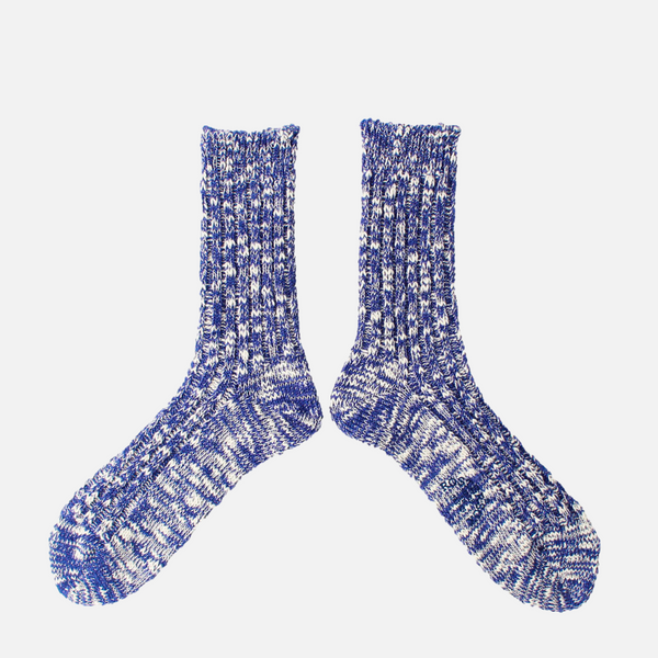 Cotton Slub Ribbed Socks | Blue Marl main image 1