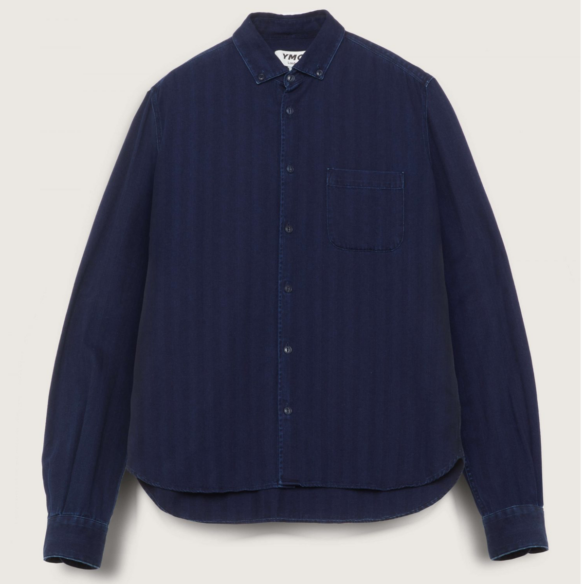 Ymc Dean Cotton Herringbone Shirt - Indigo