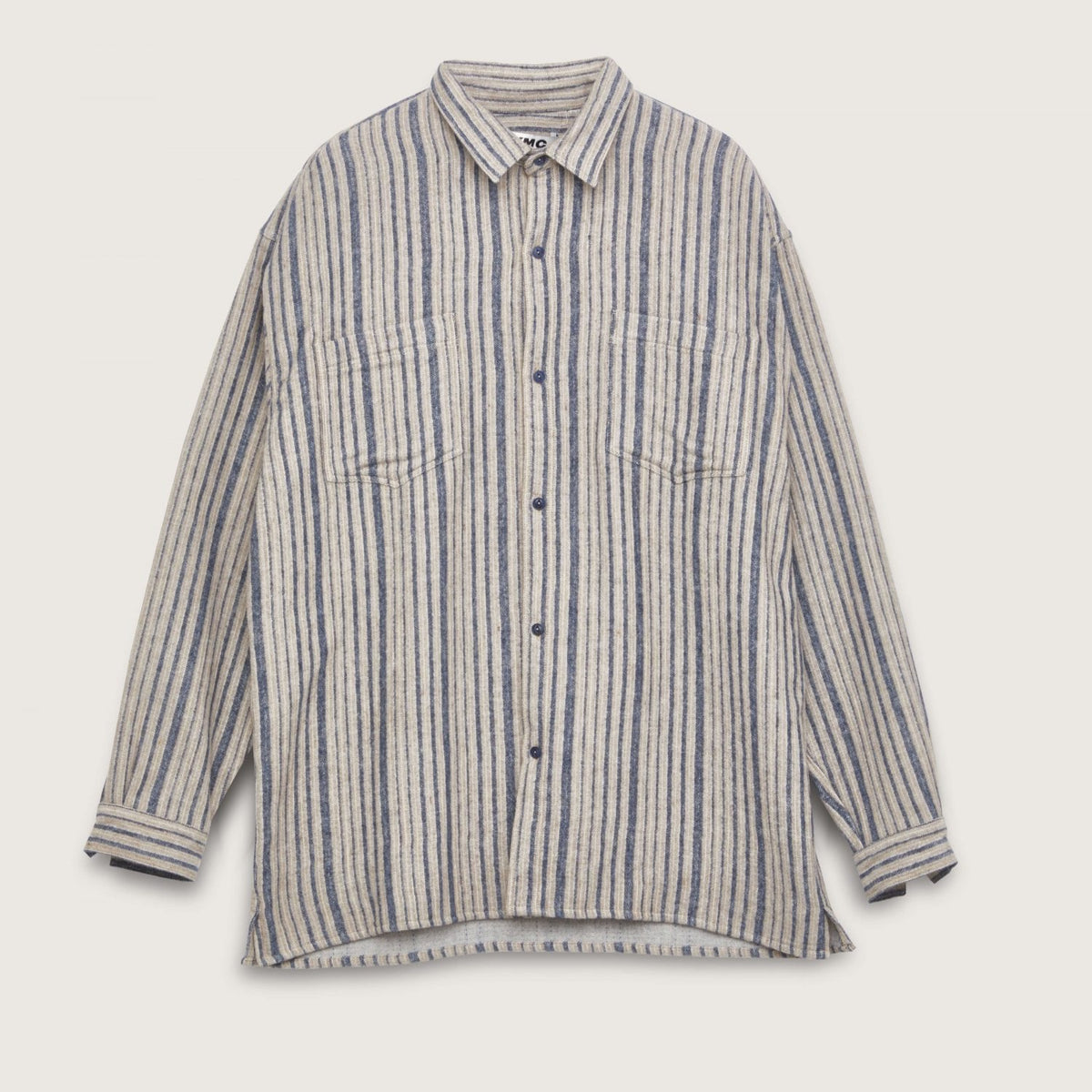 Ymc Andre Wool Stripe Shirt - Blue / Brown