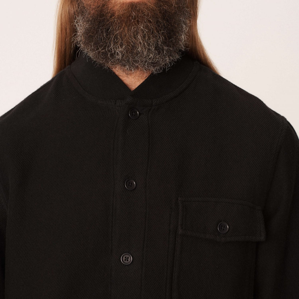 Ymc Delinquents Viscose Rib Collar Shirt - Black