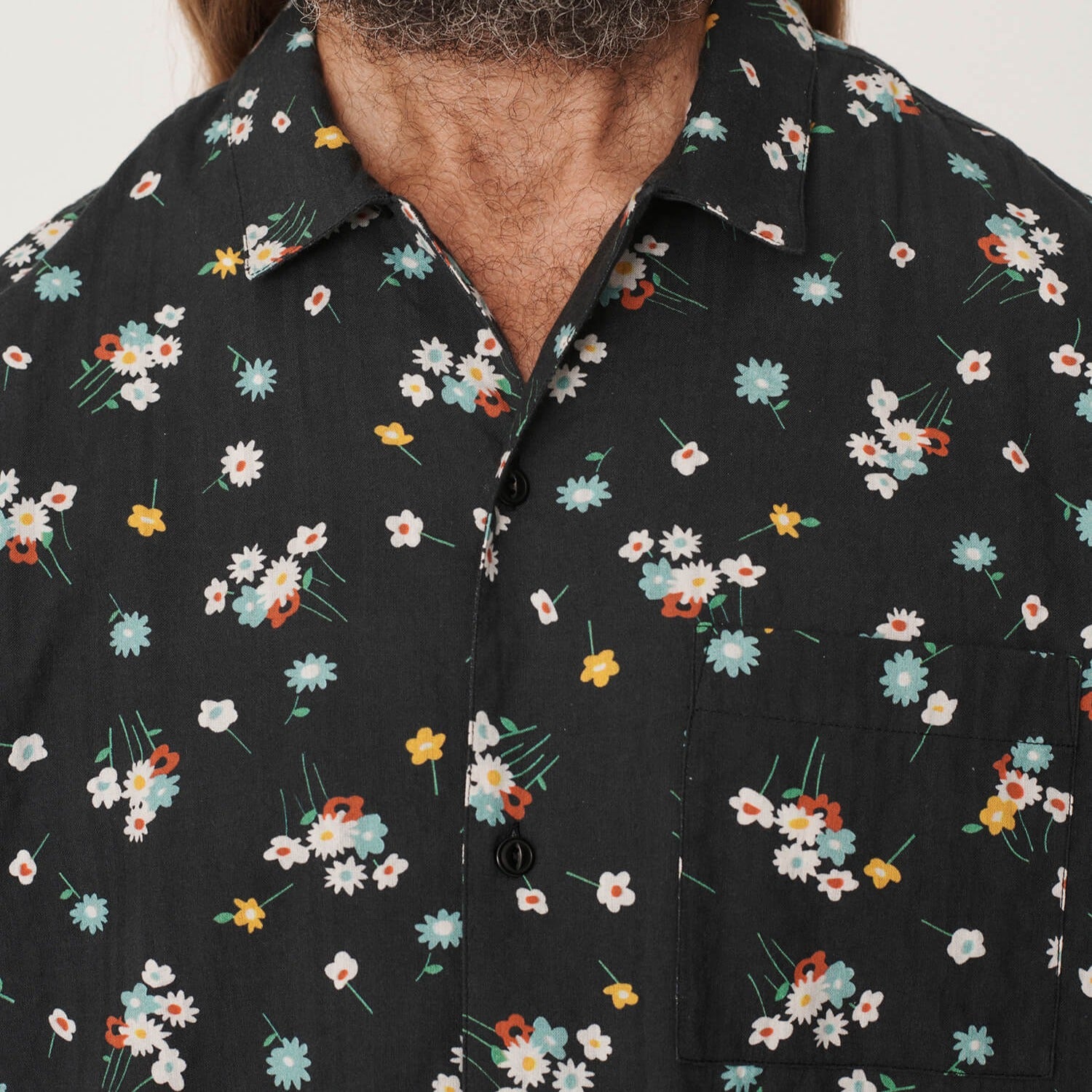 YMC Malick Shirt - Black Flower Print
