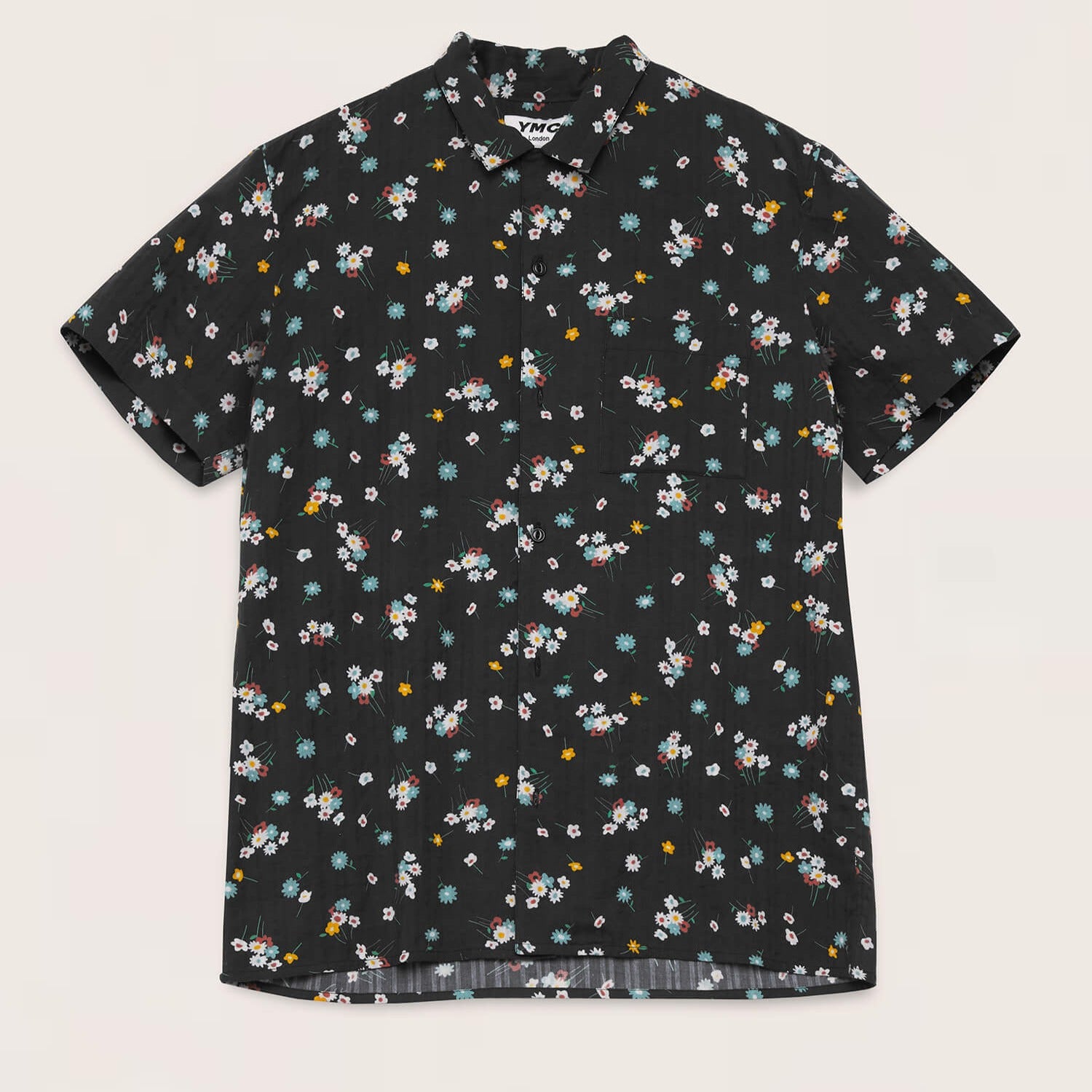 YMC Malick Shirt - Black Flower Print