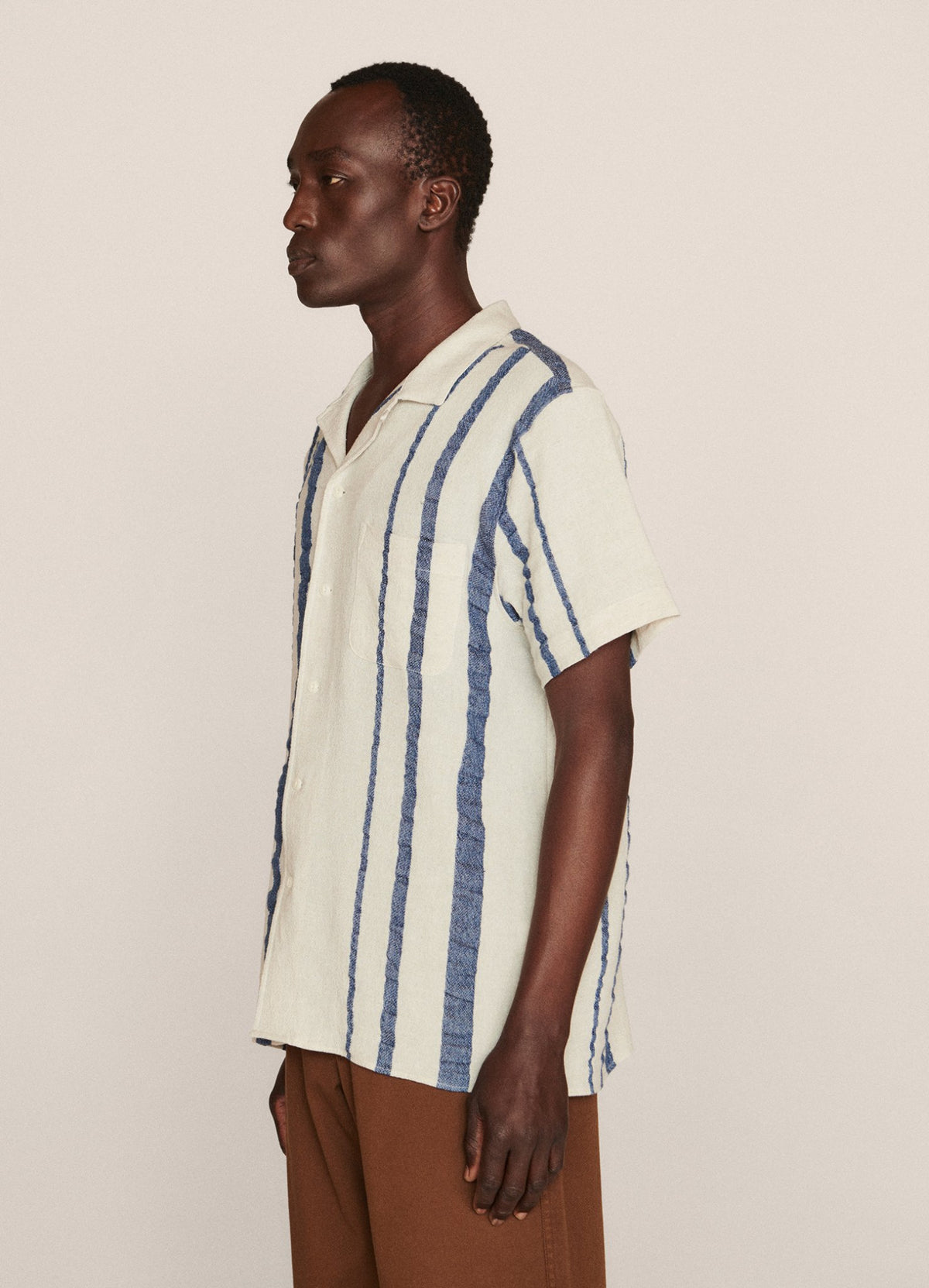 YMC Malick Shirt - Ecru / Indigo