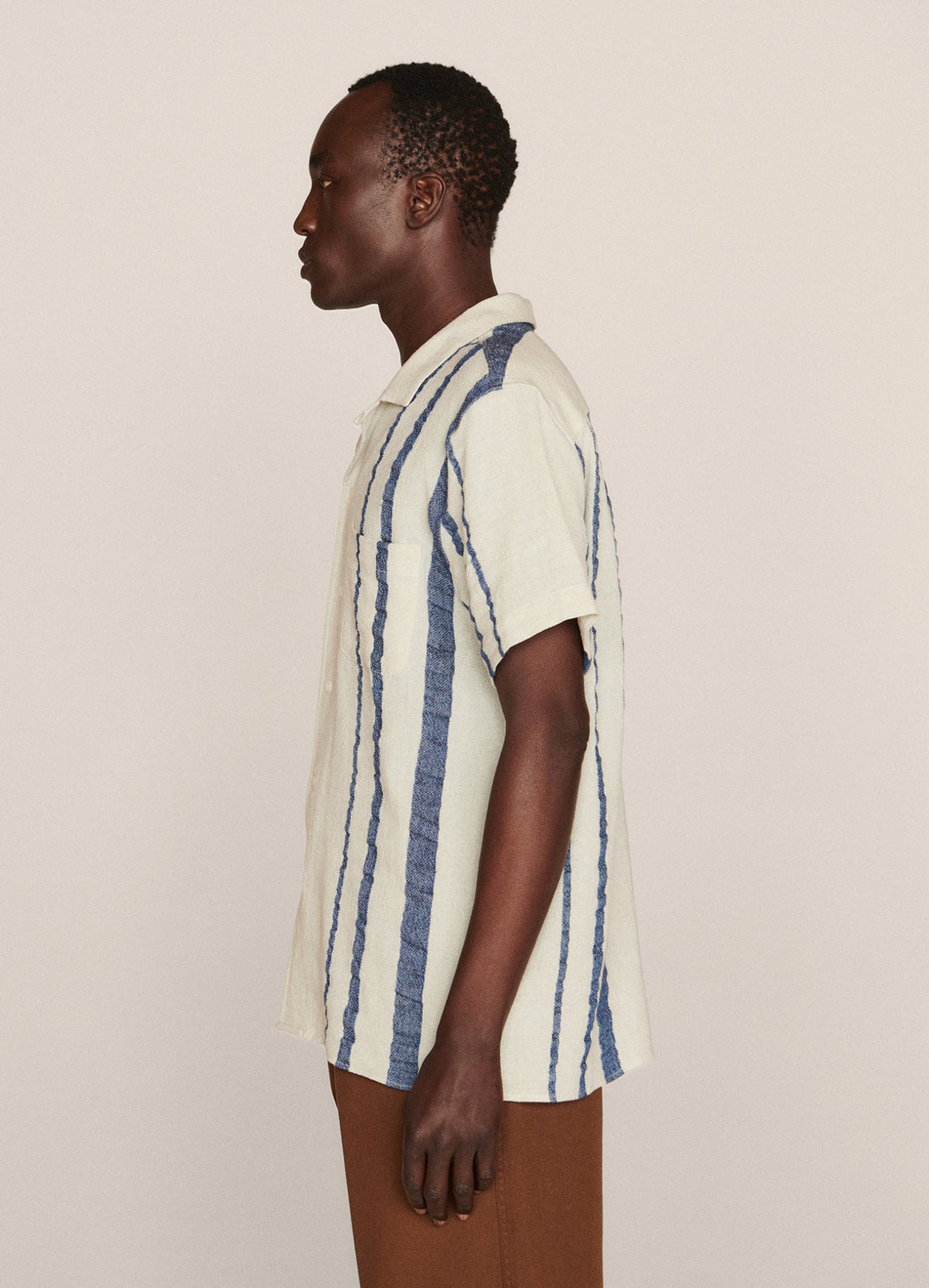 YMC Malick Shirt - Ecru / Indigo