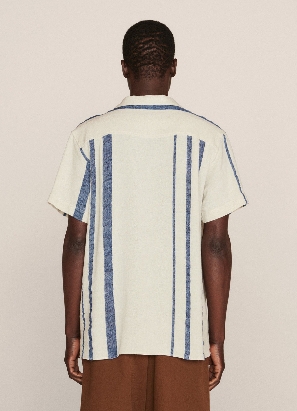 YMC Malick Shirt - Ecru / Indigo