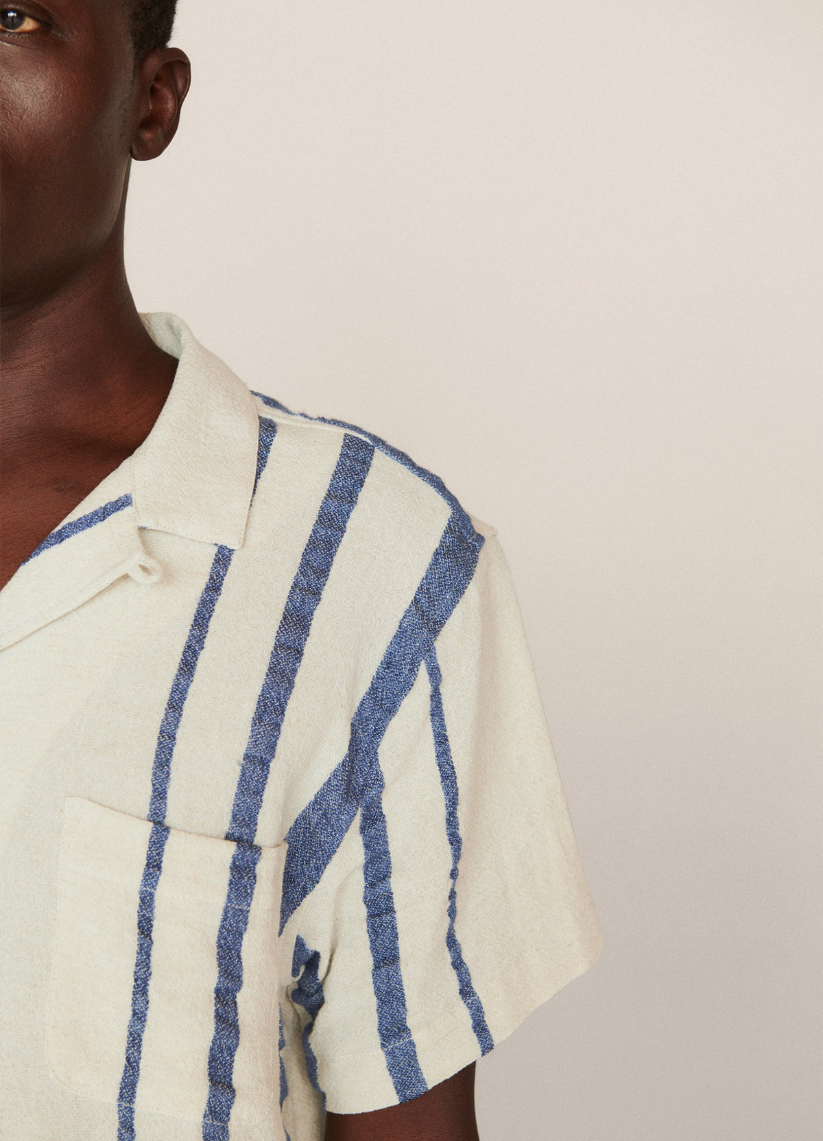 YMC Malick Shirt - Ecru / Indigo
