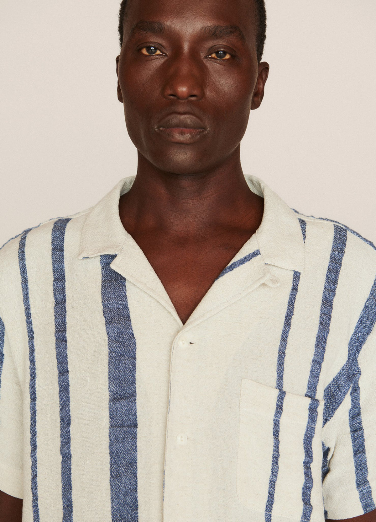 YMC Malick Shirt - Ecru / Indigo