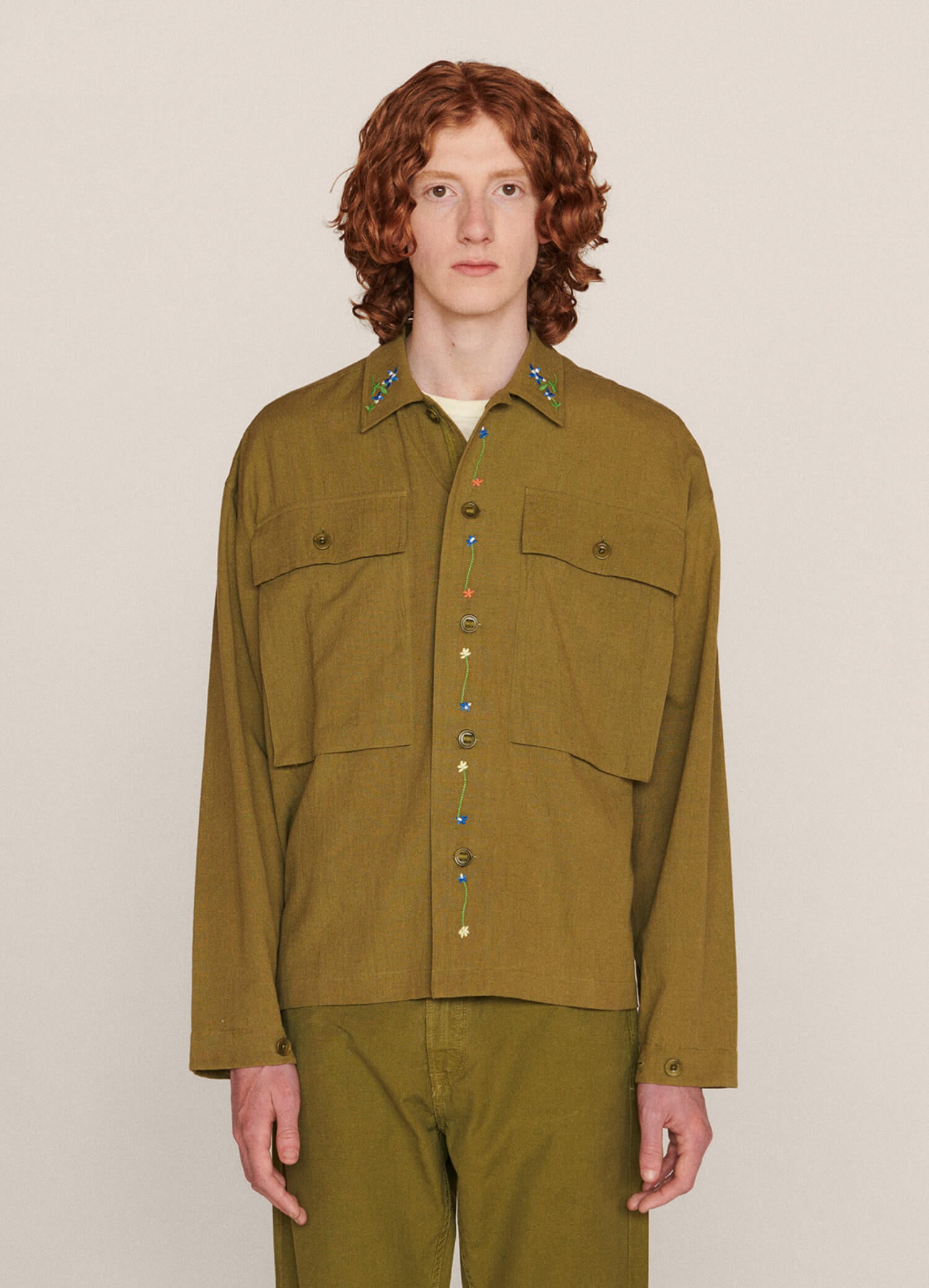 Buy the YMC Military Shirt 1 - Olive | Jingo Clothing