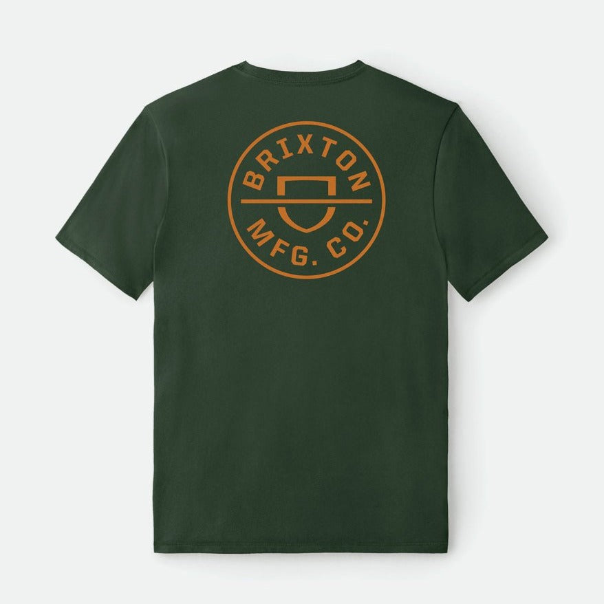 Brixton Crest Crossover T-Shirt - Hunter Green