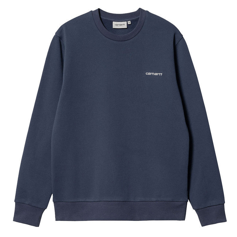 Carhartt WIP Script Embroidery Sweat - Atom Blue / White