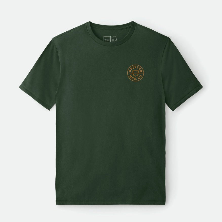 Brixton Crest Crossover T-Shirt - Hunter Green
